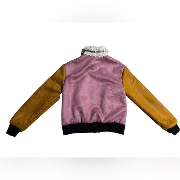 ANTHROPOLOGIE HUTCH FAUX SUEDE COLORBLOCK BOMBER Jacket SIZE SMALL - Picture 4 of 7